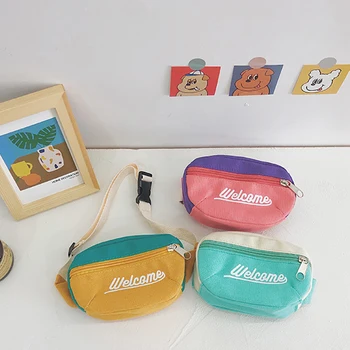 

1Pcs Korean Style Children's Belt Bag for Boys Girls Cellphone Wallet Key Coin Purse Kids Canvas Chest Bags Adjustable 3 Color