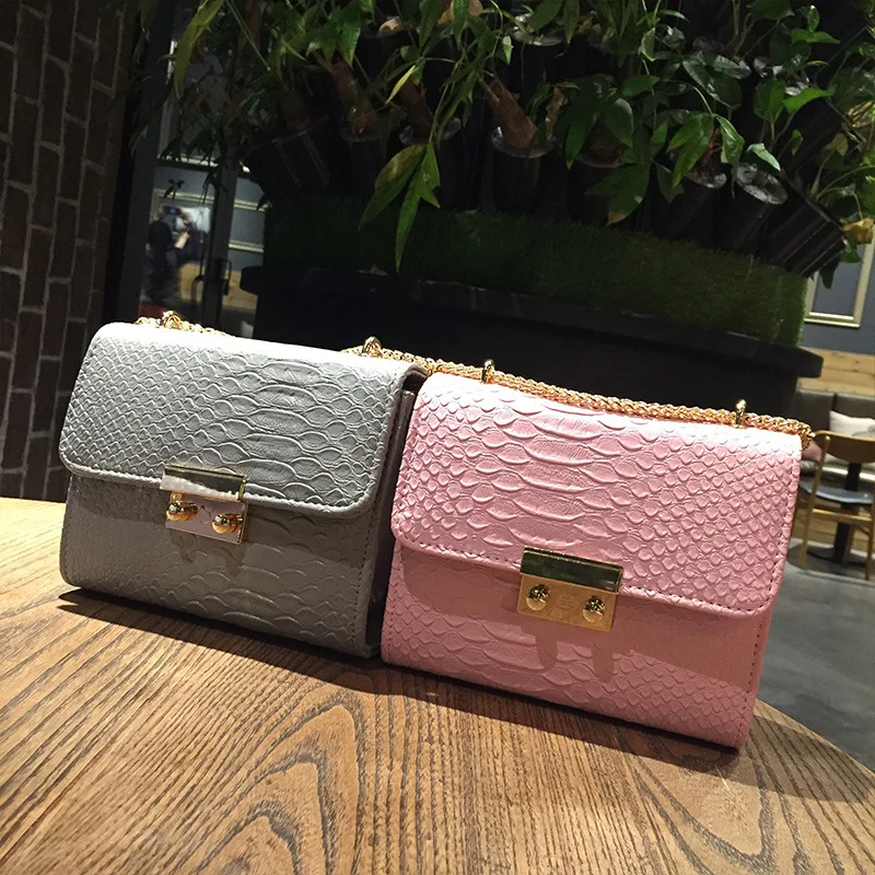 

2019 New Style Crocodile Pattern Chain Bag Shoulder Bag WOMEN'S Bag Delicacy bai da xiao Square Bag