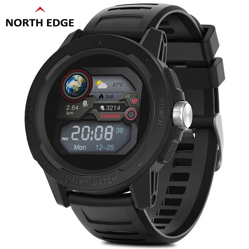 North Edge Men's Smart Watch Full Touch Screen Heart Rate Blood