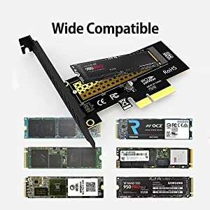 AMPCOM M.2 NVME SSD to PCIe 4.0 Adapter Card, 64Gbps SSD PCIe 4.0 X4 Expansion Card for Desktop PC , PCI-E GEN4 Full Speed