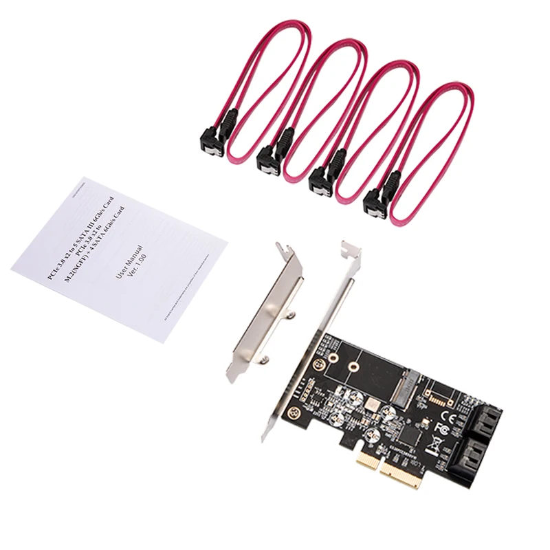 PCI Express SATA 3 контроллера карты мини PCIE для M2 адаптер M.2 NGFF 4-Порты и разъёмы SATA III 6 ГБ/сек. карты расширения Поддержка 2230 2242 M2 SSD HDD