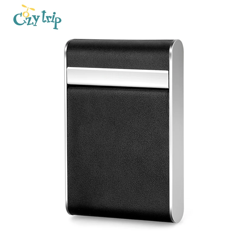 

Business Card Holder Luxury PU Leather and Stainless Steel Name Card Case Credit Card ID Wallet for Men and Women