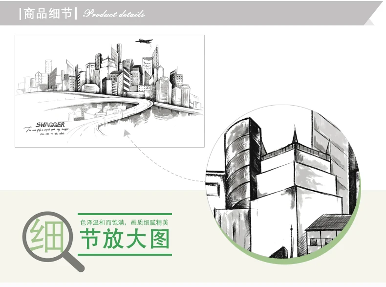 Наклейка на стену большая ручная работа дизайн городской архитектурной моды современный эскиз гостиная украшение простота магазин плакаты художественные