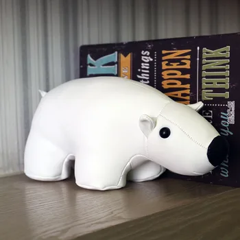 

Leather White Bear Door Stopper Animal Gift Home Decoration For Bedroom Bathroom Cute Beautiful Animal Toy Door Stopper