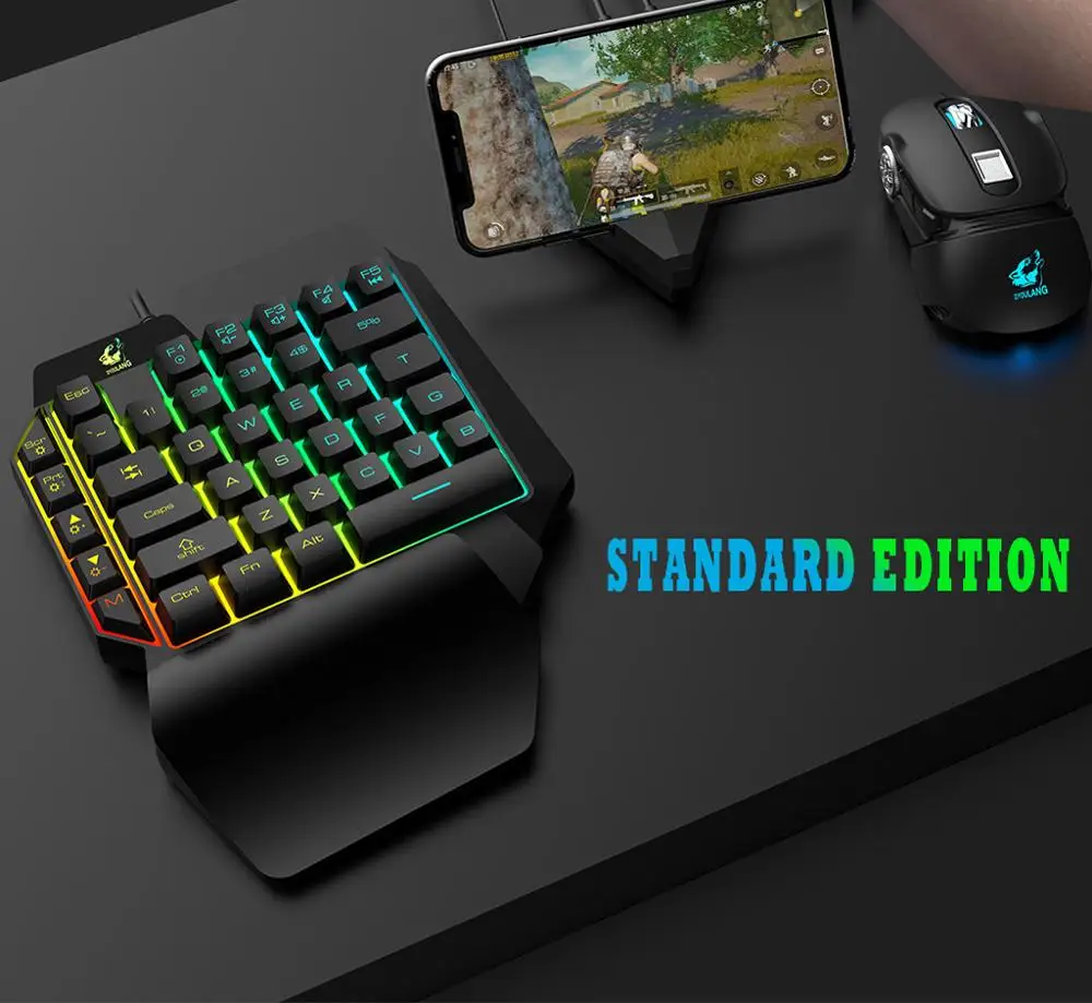 Игровая клавиатура T15 Проводная игровая клавиатура с светодиодный подсветкой 39 клавиш Одноручная мембранная клавиатура игровая Проводная клавиатура teclado