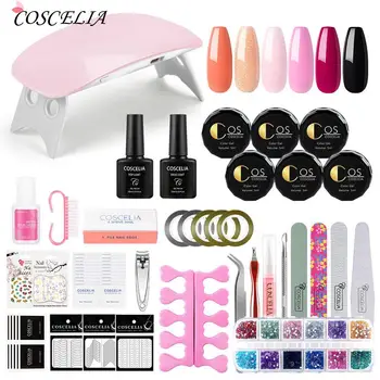 

Nail Set for Manicure Kit with 6W UV LED Lamp Acrylic Nails Kit Soak Off Gel Nail Polish DIY Decoration Sliders Tools