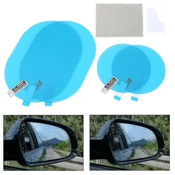 

X Autohaux 2pcs Round Oval Car Rearview Mirror Film Anti Rain Waterproof Anti-Scratch Clear Protective Car Membrane Sticker
