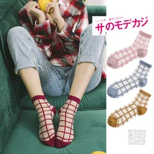 Женские носки cristal seda punto chica punto imprimir transparente invisibles calcetines mujer harajuku пушистые кружевные носки с вишней