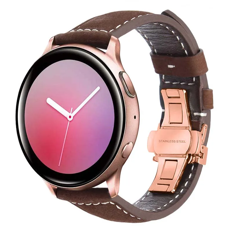 Итальянский ремешок для часов из натуральной кожи для samsung Galaxy Watch Active/Active 2 40 мм 44 мм быстросъемный ремешок с застежкой-бабочкой