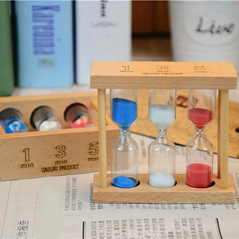 

1/3/5 Minutes Wooden Frame Hourglass Sand Clock Timer Sand Sandglass For Birthday Gift Home Decoration Small Ornaments Gift