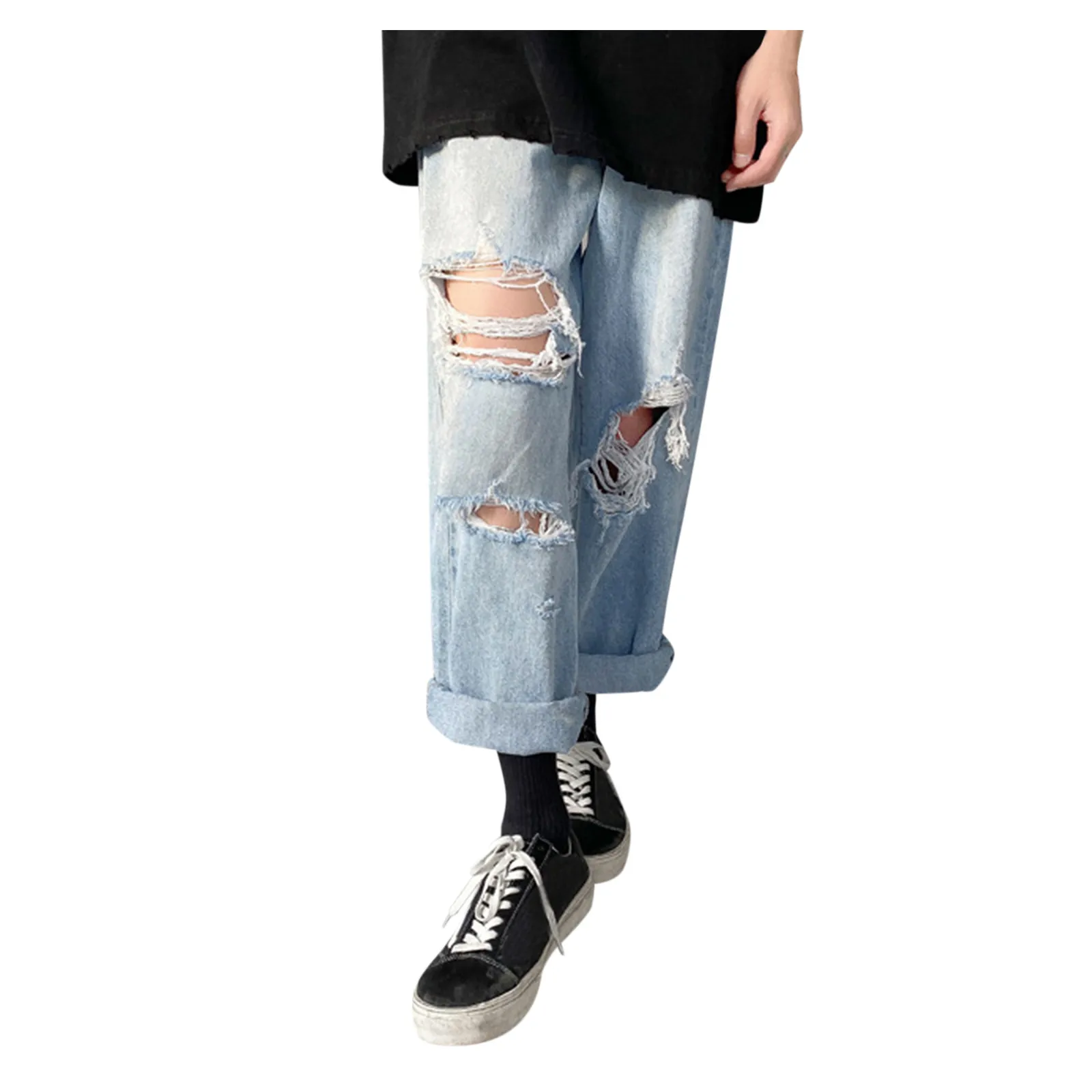 Men's Fashion Comfortable Plus-Size Loose Jeans Street Wide Leg Trousers Casual Loose Pants джинсы для мужчин   джинсы женские 1