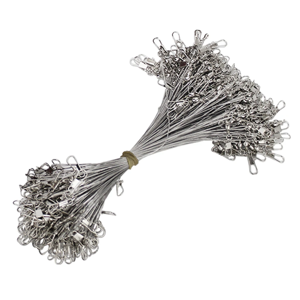 100 Pieces Anti Bite Steel Wire Fshing Lines Leaders with Swivels