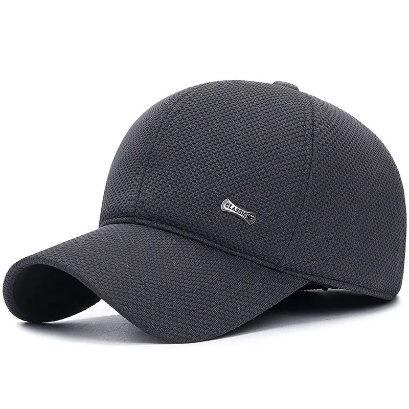 New Simple Outdoor Solid Men's Hat Thick Cap Winter Warm Hats Fashion Ear Protection Sports Baseball Caps for Men Wholesale - Цвет: Gray
