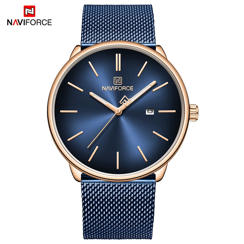 Новые часы для влюбленных NAVIFORCE, кварцевые простые часы для мужчин и женщин, водонепроницаемые полностью Стальные наручные часы для пары, Relogio Masculino - Цвет: L-RGBE