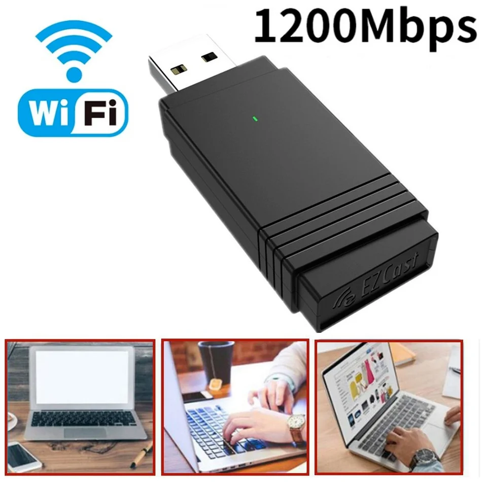 USB 3.0 Wi-fi 1200Mbps Adapter Dual Band 2.4Ghz/5.8Ghz Bluetooth 5.0/WiFi 2 in 1 Antenna Dongle MU-MIMO Adapter for PC Laptops wifi adapter