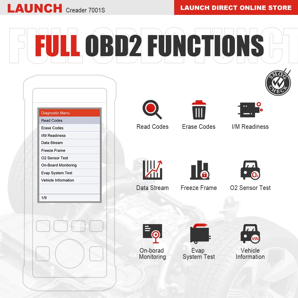 launch Creader 7001S OBD2 сканер автомобильный диагностический инструмент ABS SRS