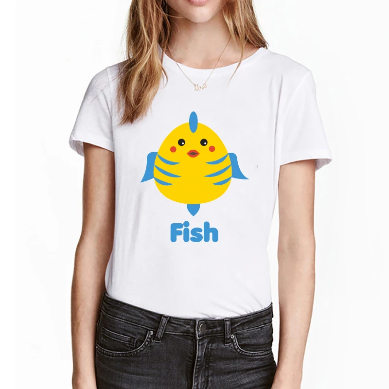 Женская одежда с принтом Kawaii футболка женская животным рисунком птицы круглый