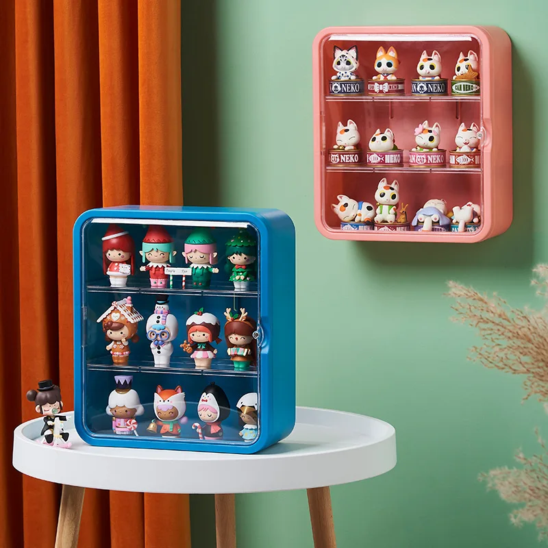 

Wall Hanging Toy Figure Storage Box Layered Clear Display Cabinet Cartoon Blind Box Action Figures Organizer for Doll Collector