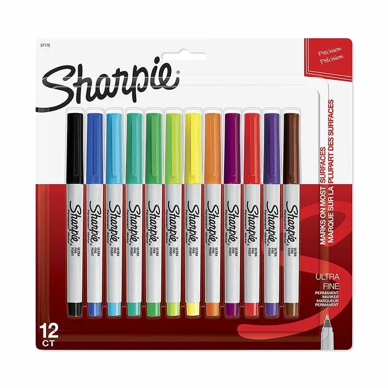 Перманентный маркер Sharpie 37175 ультратонкий точечный масляный водонепроницаемый