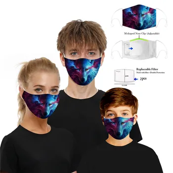 

Fashion Reusable Protective PM2.5 Filter Printing mouth Mask anti dust Face mask Windproof Mouth-muffle bacteria proof Flu Mask