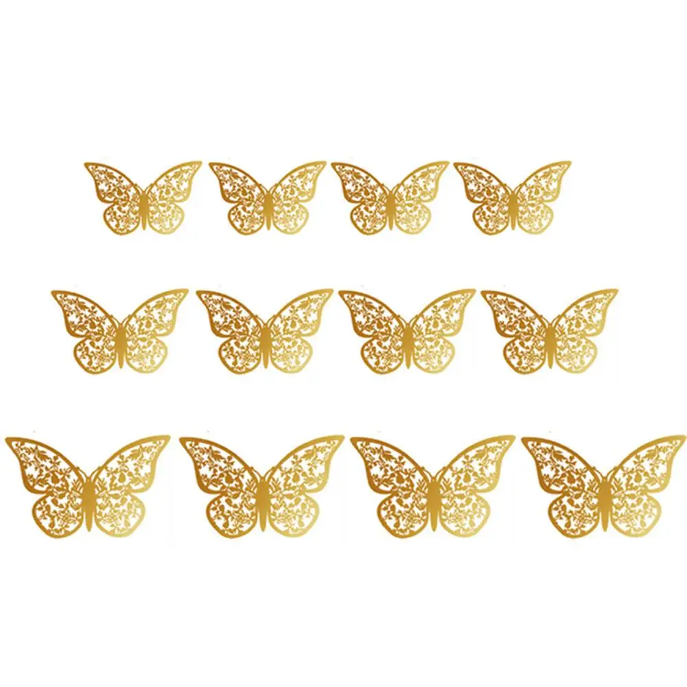 12 шт выдалбливают 3D Бабочка стикер стены гостиной задний фон стикер s украшения милые бабочки настенные декоративные наклейки - Цвет: 3
