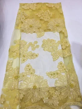 

Nigerian 2020 French lace with sequins and beads for wedding party dress Fashionable African Lace Fabric Nigerian dress ZX3265