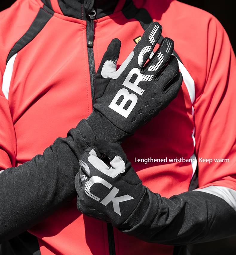 ROCKBROS противоударные велосипедные перчатки износостойкие SBR мужские и женские ветрозащитные перчатки на весь палец дышащие Удлиненные Теплые MTB перчатки
