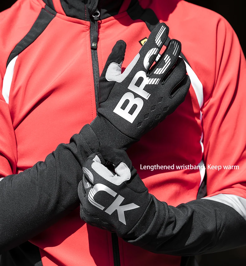 ROCKBROS Cycling Gloves Shockproof Wear Resistant SBR Men Women Full Finger Windproof Gloves Breathable Lengthen Warm MTB Glove