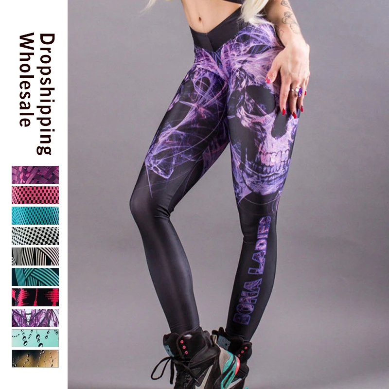 Fashion Push Up Leggings Women Workout Slim Print Polyester High Waist Jeggings Pants For dropshipping | Женская одежда