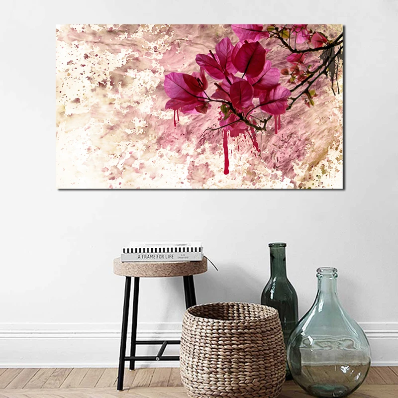 Красный цветок абстрактный пейзаж Холст Плакаты печать настенная живопись