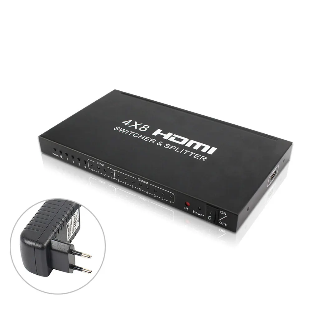 EU Plug 4x8 HDMI коммутатор 4K x 2K с аудио экстрактором MHL2.0 и HDMI 1.4b сплиттер аудио видео конвертер адаптер V1.4 1080p NK-8A - Цвет: EU Plug