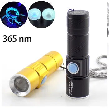 

UV Led USB Flashilight 365nm rechargeable Blacklight zoom flash Lamp light Torch Lighting for Pet Stains Hunting Marker Checker