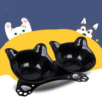 

Non Slip For Cat Dog Portable Neck Protection Leak Proof Oblique Easy Clean Double Pet Bowl PC Raised Dish Elevated Stand