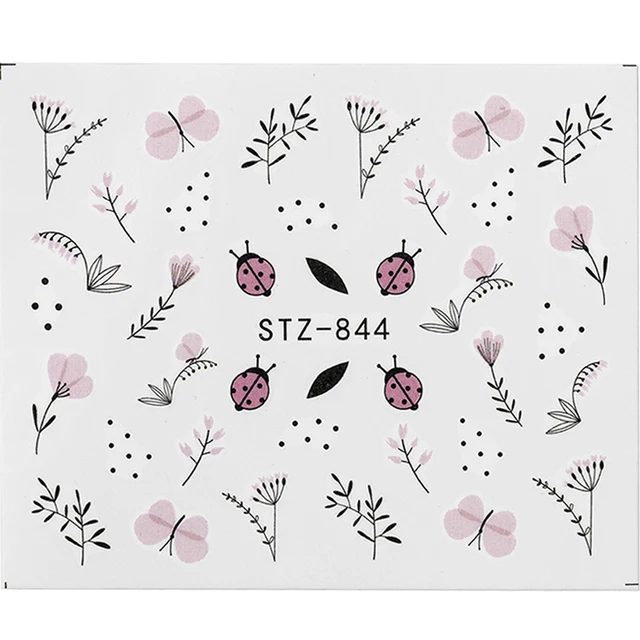 1Pcs Water Nail Decal and Sticker Flower Leaf Tree Green Simple Summer DIY Slider for Manicure Nail Art Watermark Manicure Decor SF187