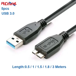 RCmall – câble de synchronisation pour disque dur SSD, USB 3.0 vers Micro B, 5 pièces, noir 