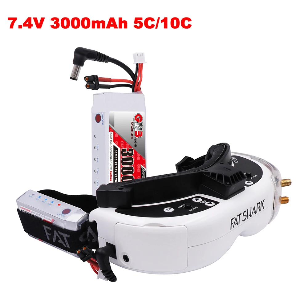 

RC Lipo Battery 7.4V 3000mAh For Fatshark FPV Glass with Battery Level Display