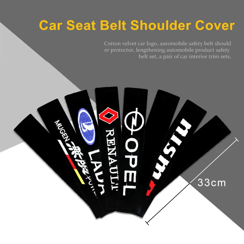 

33CM Car Seat Belt Cover Car Styling Auto Case For Opel Renault Lada Mugen Power Honda Skoda Hyundai Accessories Car Styling