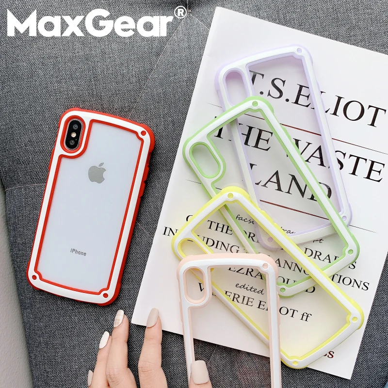 

MaxGear Cute Solid Color Border Phone Case For iphone X XS XR XS Max 6S 7 8Plus Fashion Anti-fall Transparent All-inclusive Capa