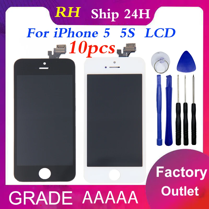 Класс AAAA+++ ЖК-дисплей для iPhone 5 5G 5S 5C SE кодирующий преобразователь сенсорного экрана в сборе. Без битых пикселей+ с подарками