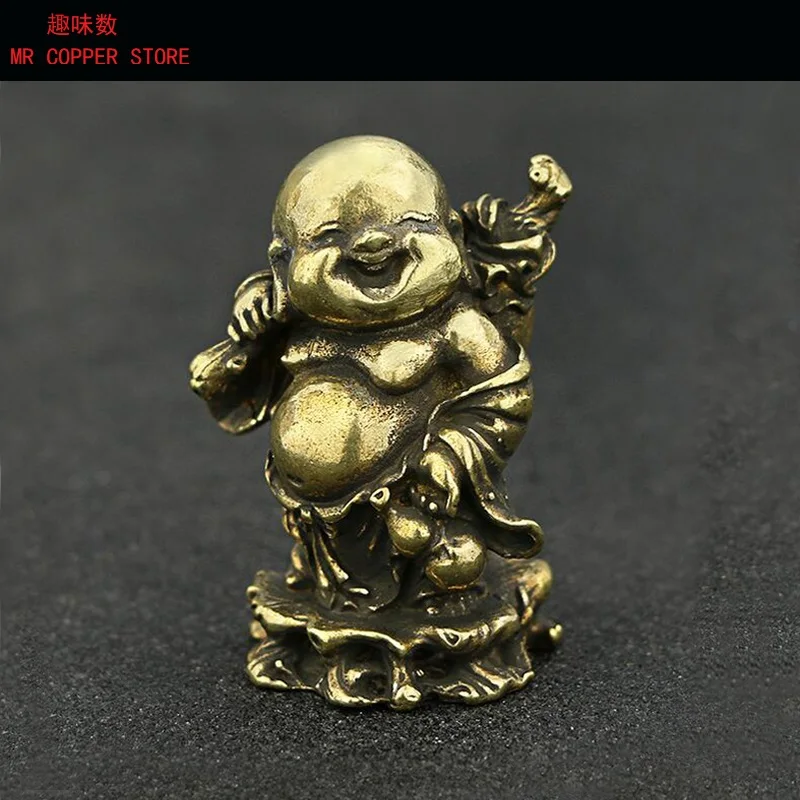 Collectable Chinese Brass Carved Maitreya Luck Tibet Buddha Exquisite Statues Copper Fengshui Decoration For Living Room | Дом и сад