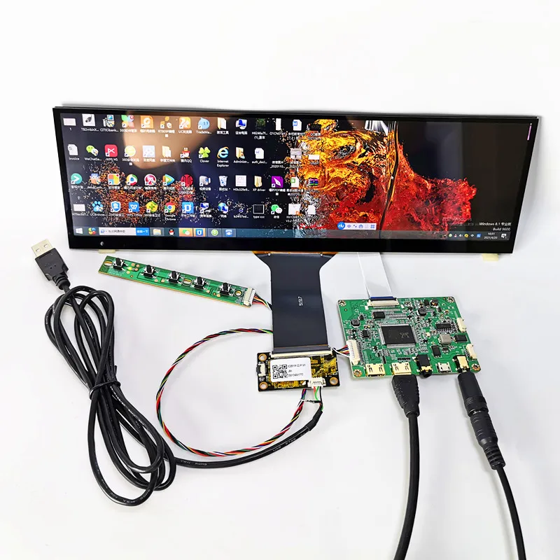 12.6-inch bar LCD capacitive touch display module kit 1920*515 HDMI for Industrial machinery Raspberry Pi car display DIY kit