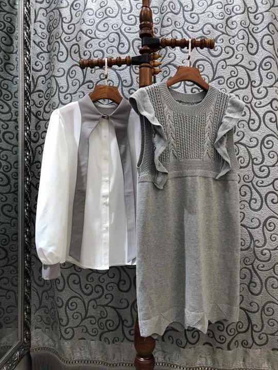 Новинка года; сезон осень-зима; женская рубашка с вышивкой; двухсекционное платье; 1026