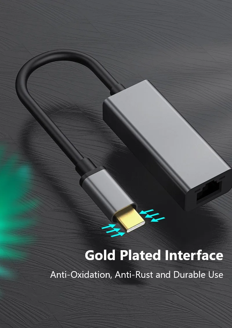 USB C Ethernet адаптер usb type C до 10/100/1000M RJ45 Lan адаптер для MacBook Pro huawei P30 USB C сетевой карты конвертер