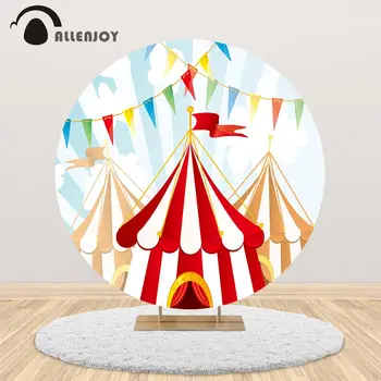 

Allenjoy Circus Tent Round Background Circle Backdrop Cover Carnival Party Event Birthday Decor Photocall Wallpaper Photozone