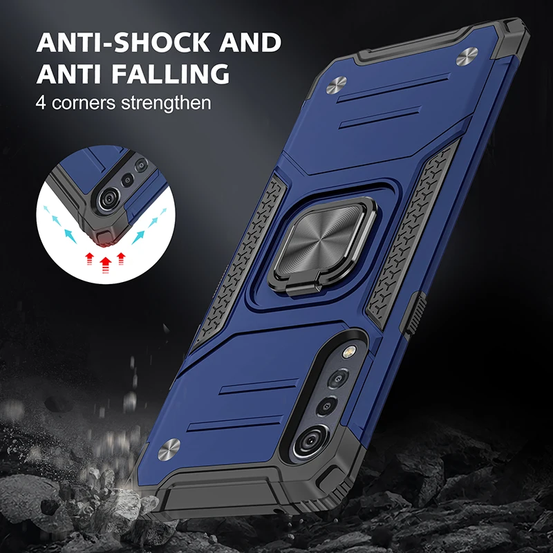 Magnetic Metal Ring Stand Holder Armor Shockproof Case For LG K22 K92 Velvet 5G G9 Soft TPU Frame Hard PC Back Cover Capa Fundas | Мобильные