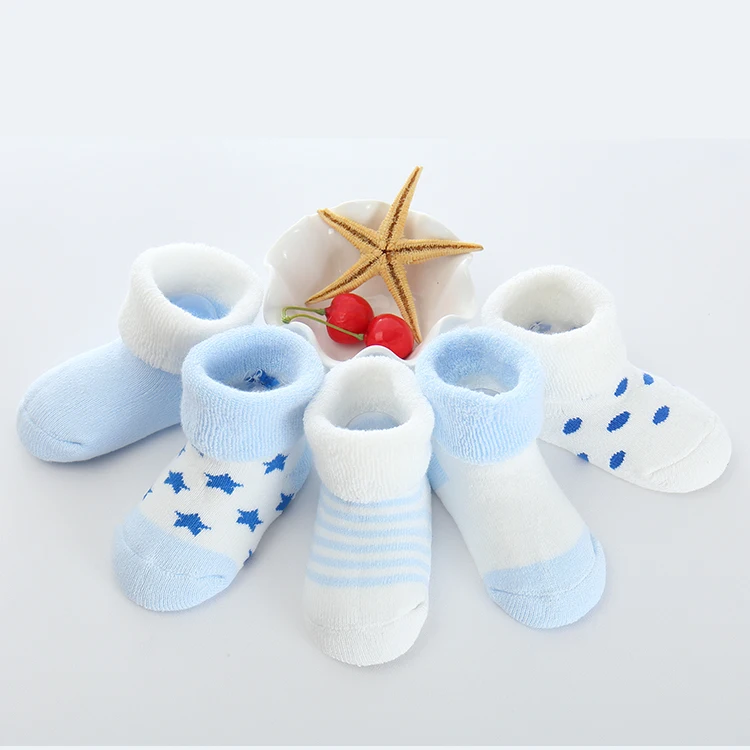 blue Детские носки, 5 пар, Новое поступление, хлопковая плотная Детские носки для новорожденных девочек; сезон осень-зима теплые для маленьких мальчиков ясельного возраста, носки Meia Infantil - Цвет: blue