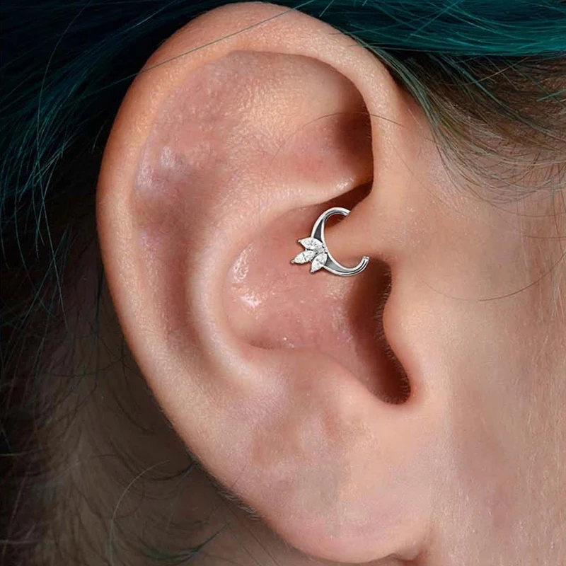 CANNER 925 Sterling Silver Cartilage Stud Earrings Bling Zircon Piercing Pendientes For Woman Girl Ear Bone Buckle Fine Jewerly