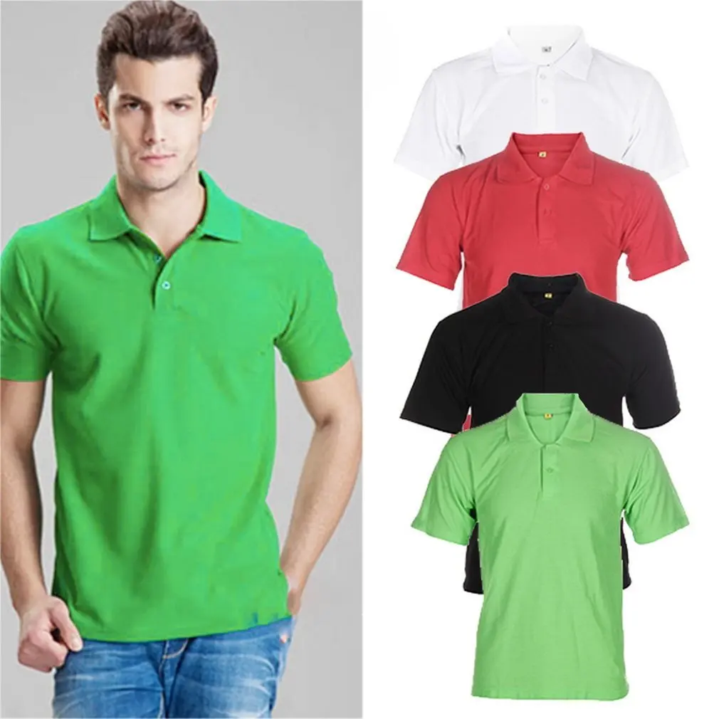 Рубашка-поло мужская однотонная хлопок короткий рукав дизайнерская для отдыха
