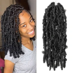 Distressed Butterfly Locs Crochet Hair 12 Inch Curly Bob Locs Pre Looped Faux Locs Crochet Braids Black Ombre Braiding Hair