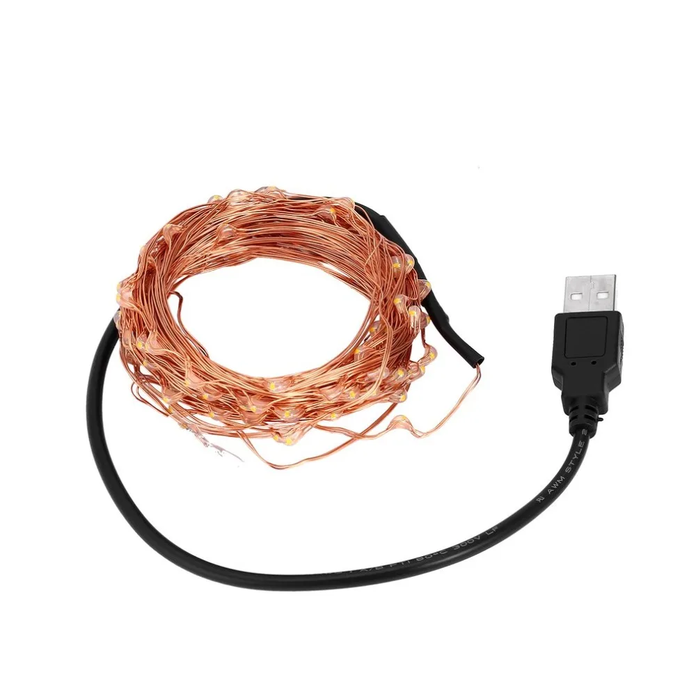 Открытый водонепроницаемый 10 м 100 светодиодов USB Powered медный звездный свет струны для праздника рождественской вечеринки украшения дома